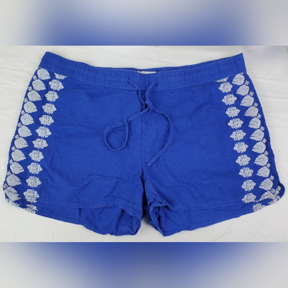 Vineyard Vines Womens Royal Ocean Embroidered Linen Blend Shorts - Size S - EUC